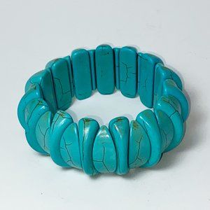 Faux-Turquoise Blue Bracelet Elastic Summer Accessories